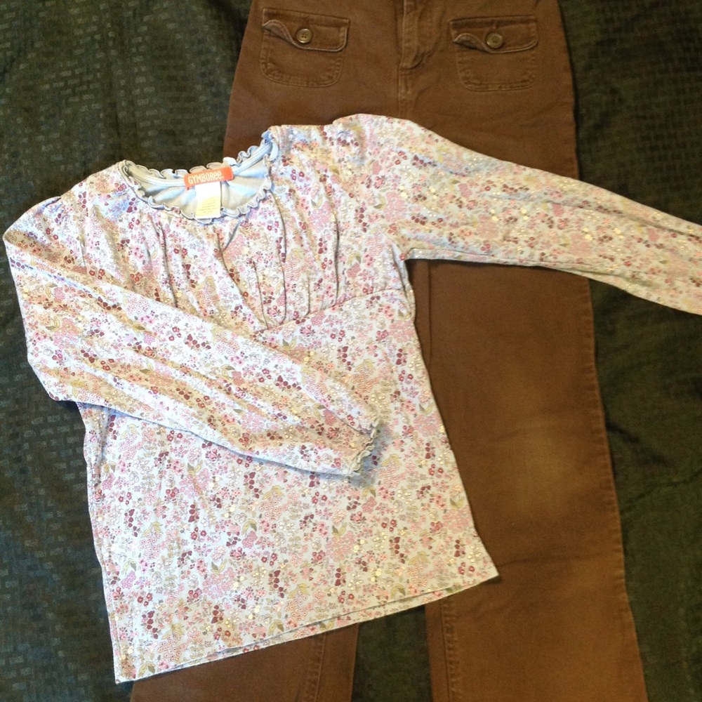Girls brown pants and long sleeve top